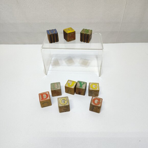 Alphabet Number Wooden Blocks Circa 1950s Play Education Toys Brand Unknown VTG - Picture 1 of 7